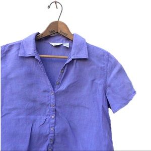 100% Linen Button Up Short Sleeve Collar Shirt